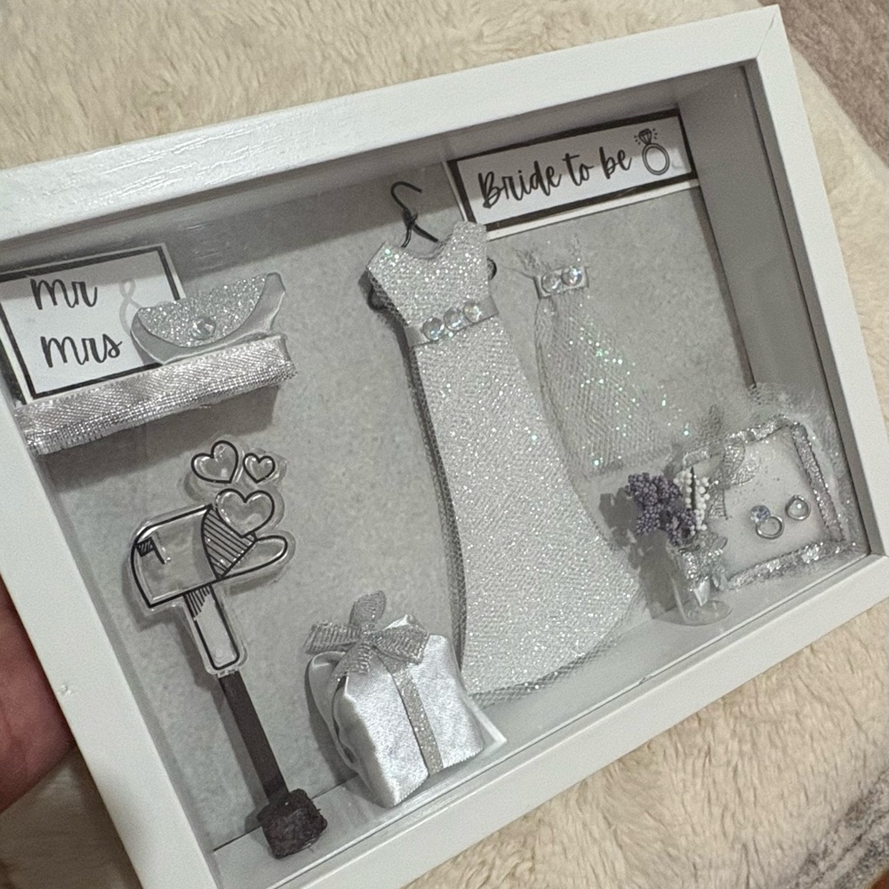 White Bridal Shadow Box Decor